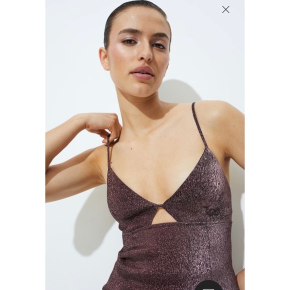 New H&M Mauve Sparkley Cutout Mini Dress - Picture 3 of 7
